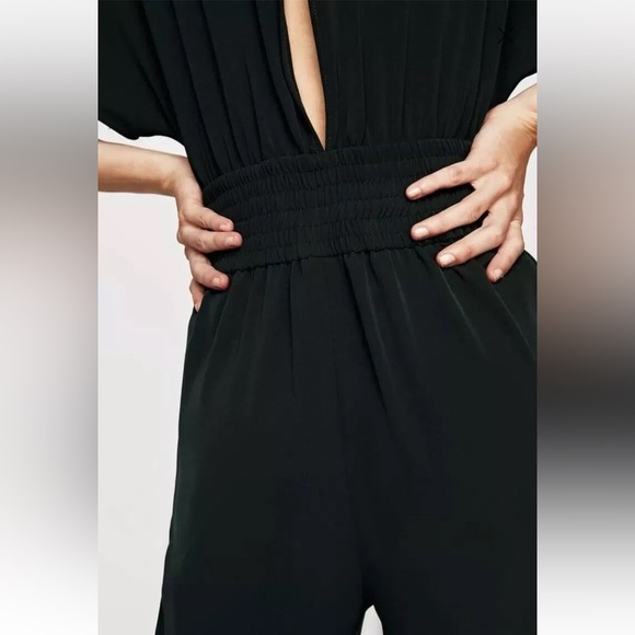 ZARA WOMAN BLACK LONG JUMPSUIT WITH BEADED SHOULDER STRIPE 8209/733/529 Small - Picture 2 of 15